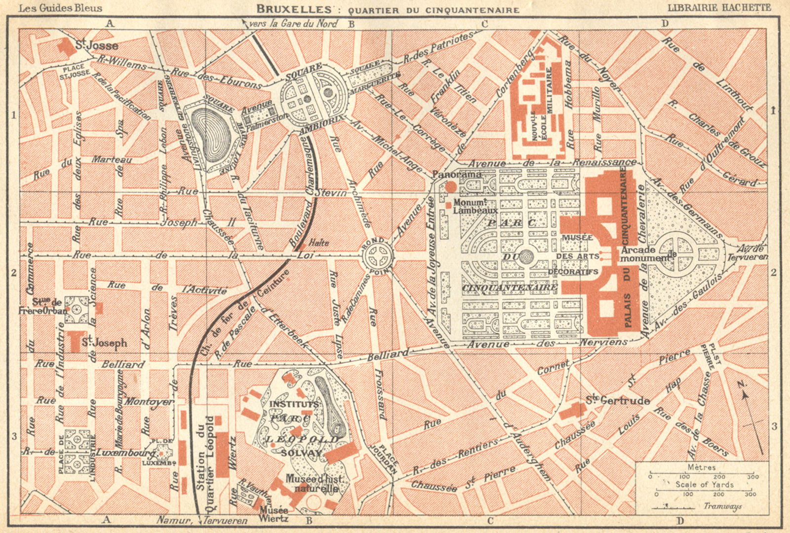 BRUSSELS Bruxelles. Quartier du Cinquantenaire. Town city ville plan map 1924